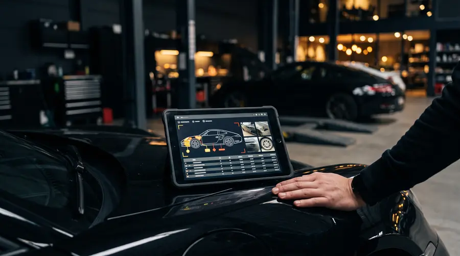 Schadengutachten auf einem Tablet